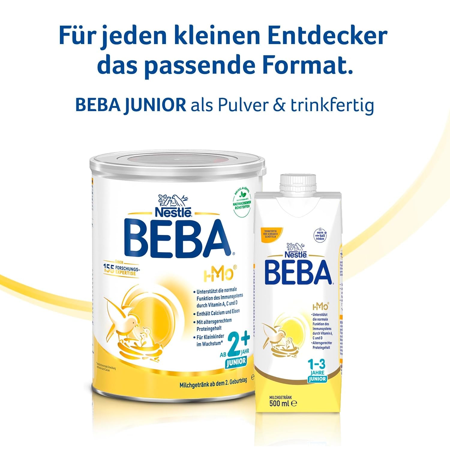 BEBA Junior 2+ bevanda a base di latte a partire da 2 anni, Con HMO, Contenuto proteico adatto all'età, Solo lattosio, Senza olio di palma, Senza olio di pesce, Alimenti per bambini, Latte in polvere per bambini, Confezione da 3 (3 x 800 g)