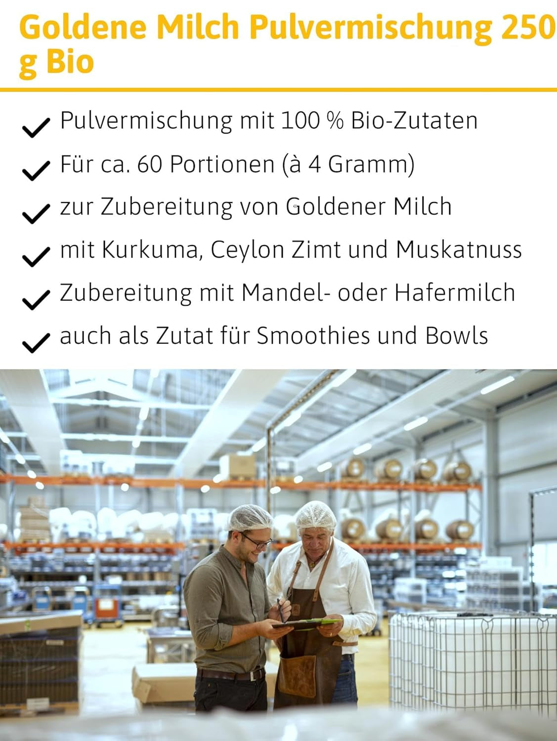 - BIO Goldene Milch Gewürzmischung | Gewürzmischung aus 100 % Bio-Zutaten für die Zubereitung von goldener Milch. Ideale anche come contenitore per frullati e ciotole | Contenuto: 250 gr