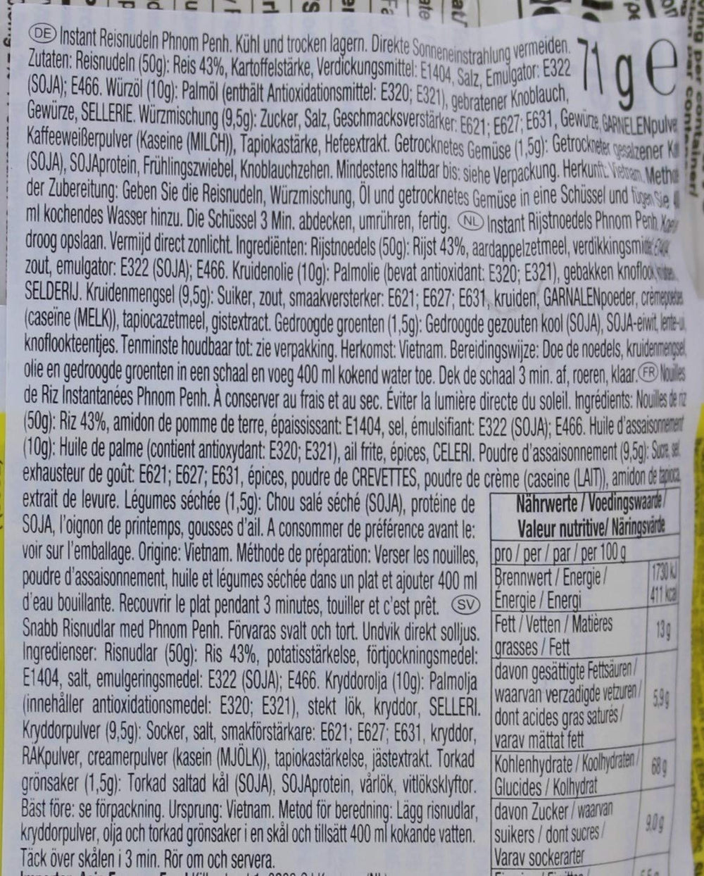 ACECOOK - Noodles di riso istantanei OR Nam Vang - Confezione multipla (24 x 71 g)