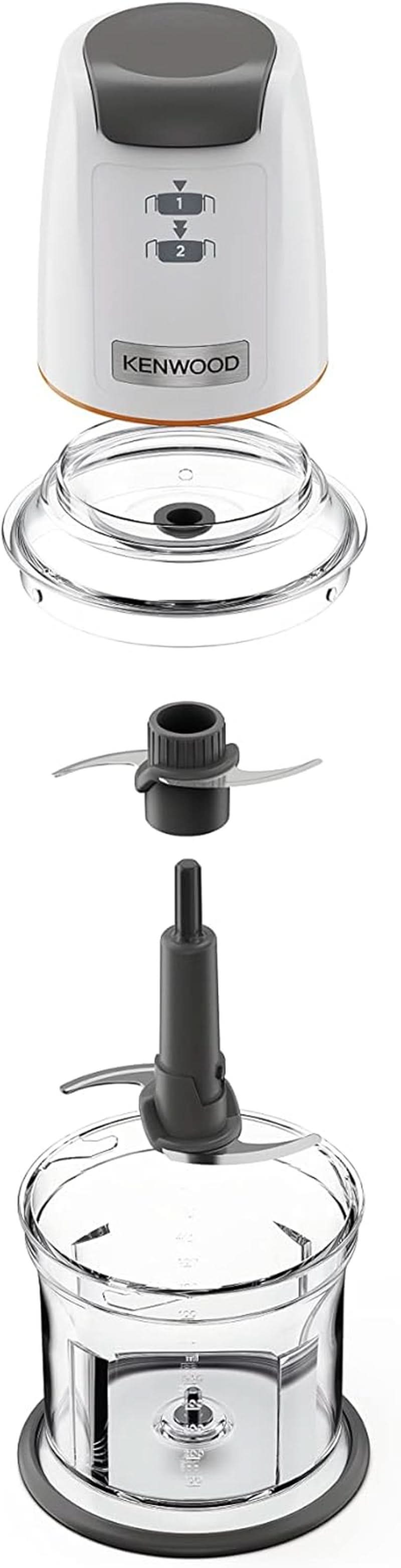 Kenwood Easychop CHP61.000WH, Zerkleinerer Mit Vier Klingen, Schüssel 0.5 L, Druckantrieb, 2 Geschwindigkeiten, Rutschfester Ring, Spülmaschinenfest, Eisbrecher, 500 W, Weiß Kitchen Naty Shop