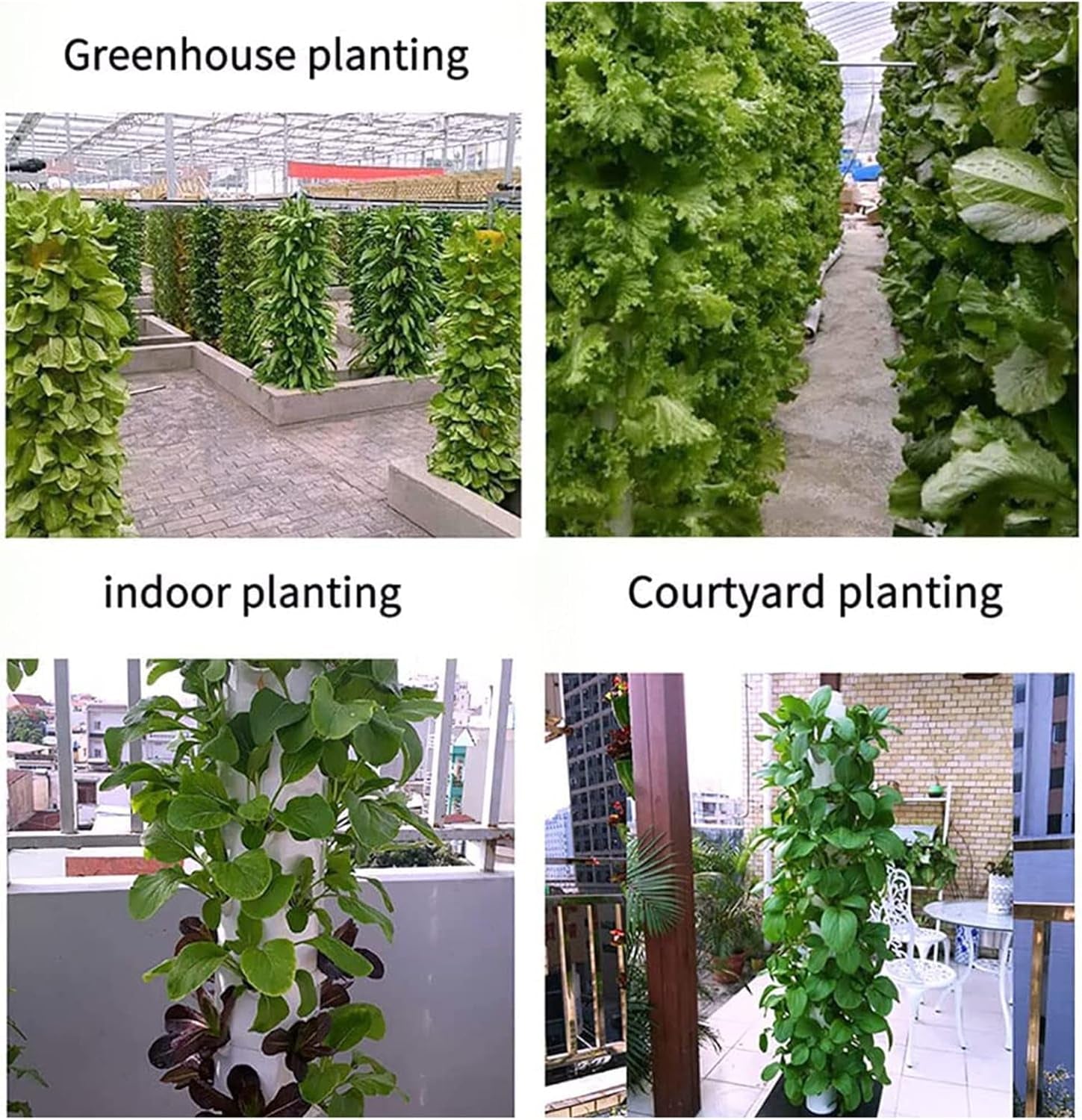 Torre idroponica, sistema acquaponico a cera a 15 livelli e 45 fori, kit di coltivazione aeroponica da giardino wireless per erbe, frutta e verdura con pompa di idratazione, adattatori, vasi in rete