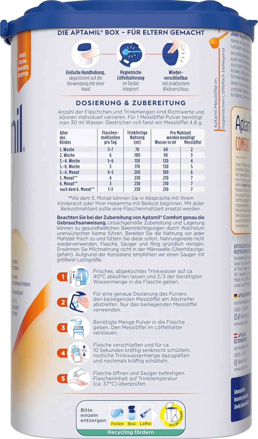 Aptamil Comfort - Formula speciale dalla nascita - 1 x 800 g