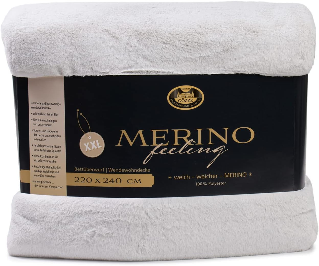 Gözze - Coperta Confortevole, Reversibile, Alta Densità 600 G/M², 150 X 200 Cm - Letti e Coperte Verde Scuro Besuche den Gözze-Store Argento 220 X 240 Cm