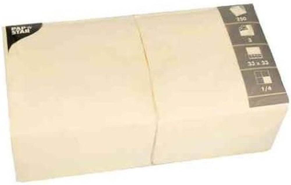 Șervețele, 3 straturi 1/4-fold 33 Cm X 33 Cm Cream Pentru fiecare petrecere și sărbătoare. Cantitate: 250 buc