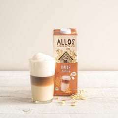 Allos Bio Haferdrink Barista | Milchalternative aus Hafer | Schaumbarer Drink auf Pflanzenbasis | Perfetto per il caffè Bevanda vegana, senza lattosio | 1 litro (6 pezzi)
