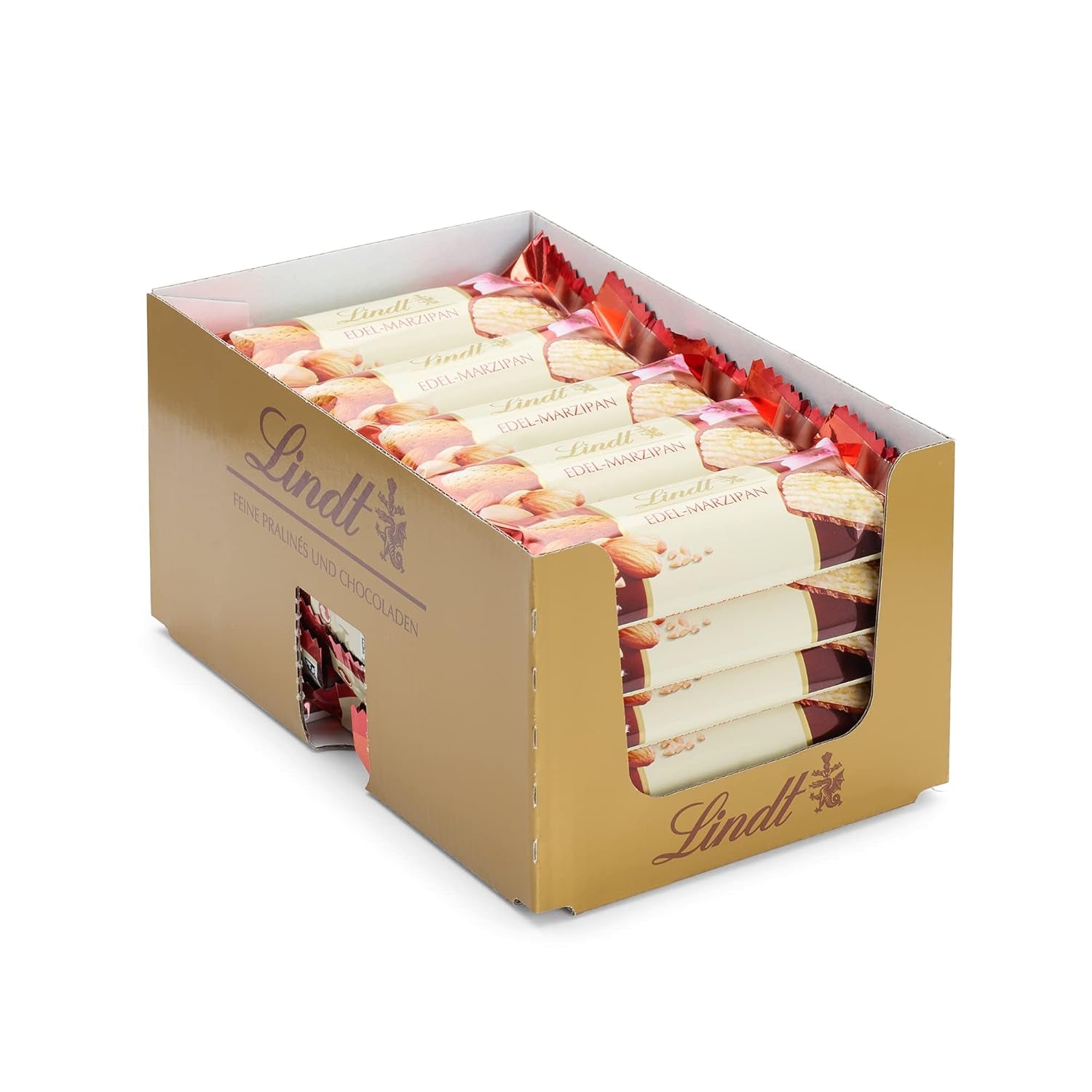 Presentazione Top Cioccolato Lindor | 1718 g e tavolette di cioccolato con marzapane | 25 barrette x 50g in espositore da banco | 1250 g| Puro marzapane ricoperto di cioccolato fondente | Barrette di cioccolato