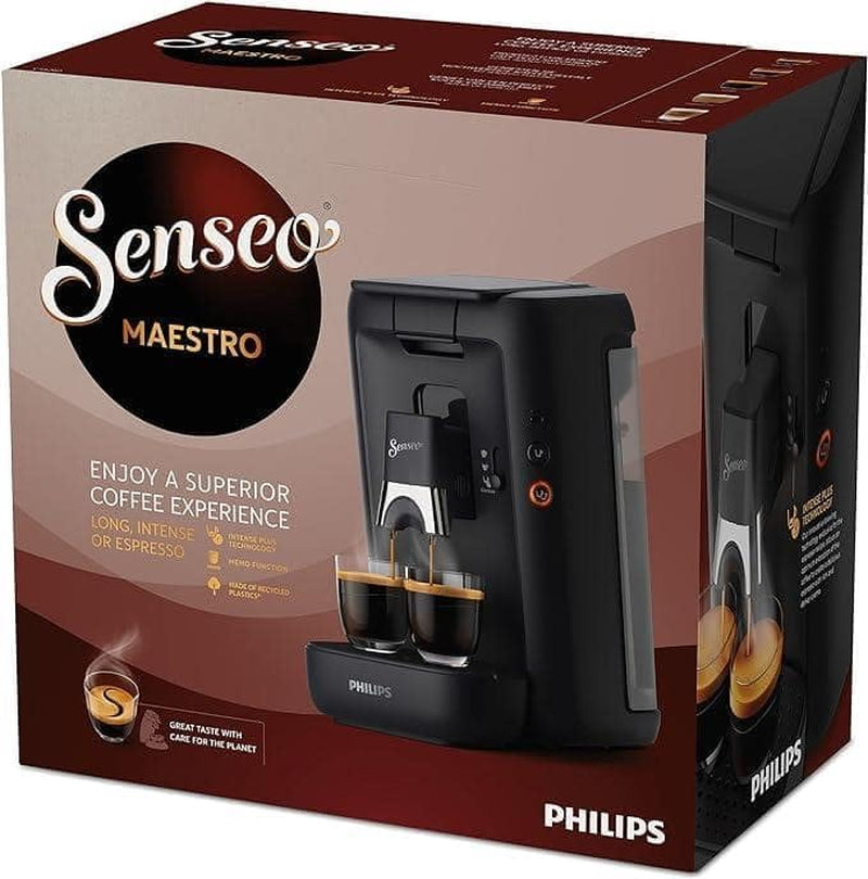 Espressor cu capsule PHILIPS Senseo Maestro – Tehnologie Intense Plus, Espresso de înaltă calitate, Design ecologic, Rezervor de apă de 1,2 l, Funcție Memo, Indicator de detartrare (CSA260/60)