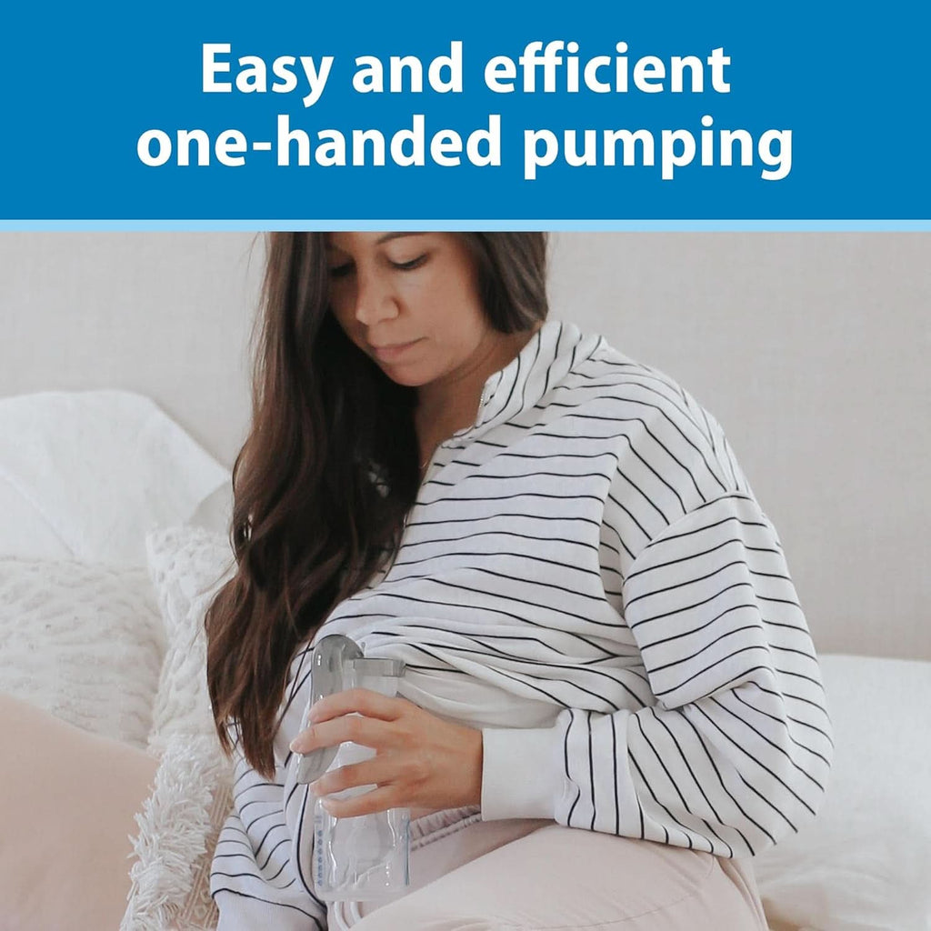 Pompă manuală de sân cu protecție 100% silicon Softshape (B, flanșă de 25 mm) și opțiuni anti-colici + biberon cu gură largă de 150 ml cu tetina cu flux lent de nivel 1 Accesorii Hrana si Alaptare Bebe Naty Shop