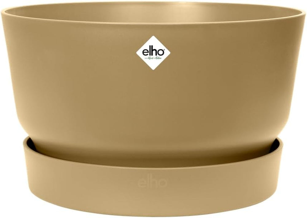 elho Greenville Bowl 33 - Ghiveci de flori pentru exterior - 100% plastic reciclat - Ø 32,5 x H 19,4 cm - Gri/Beton viu
