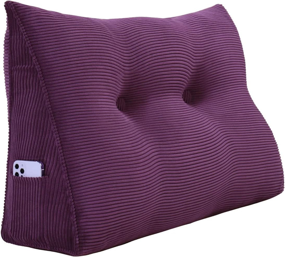 Pernă Johnear cu pană, pernă de citit pentru pat și canapea, pernă pentru spătar, pernă pentru tăblie, pernă lombară triunghiulară mare (gri, 45 cm)