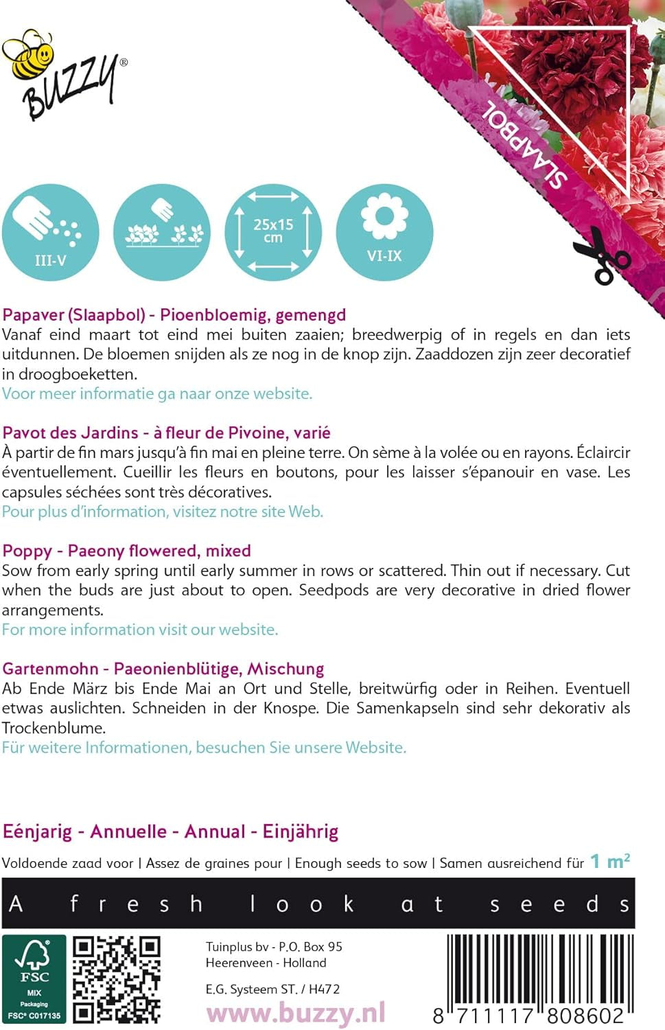 Fiori di papavero Buzzy Mac Paeoniflorum Gef. Mescolare.