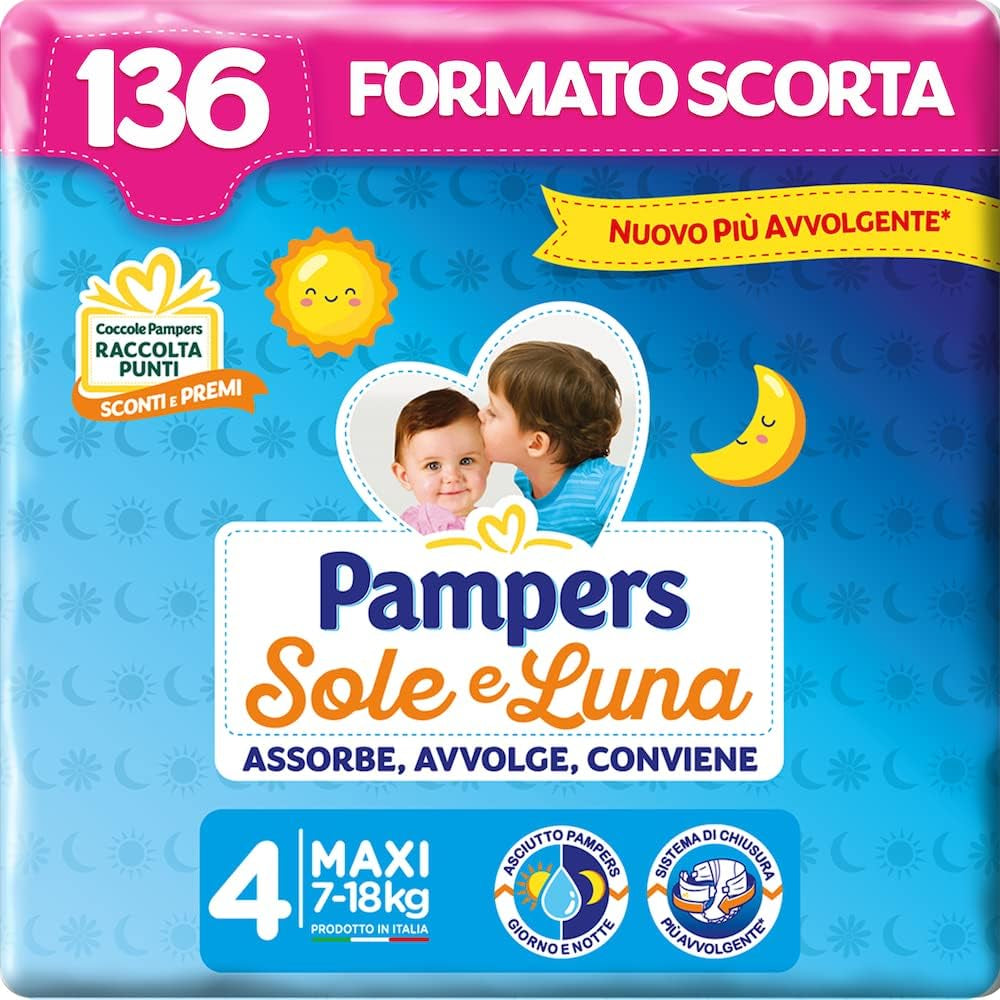 Pannolini Pampers Sun and Moon, unisex, junior, taglia 5 (11-25 kg), 120 pannolini