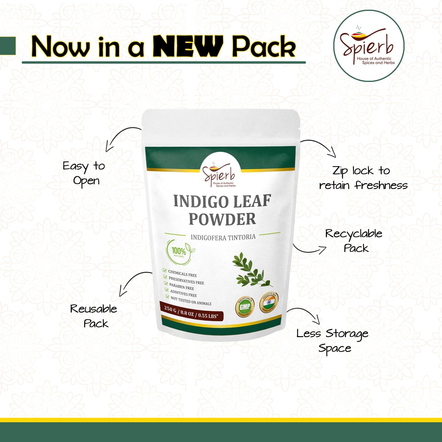 Indigo pulbere (250 Gm / 8.8 oz / 0.55 Lbs) pentru păr pentru utilizare cu pulbere de henna pentru a vopsi părul negru - 100% pur Natural Indigofera tinctoria frunze pulbere vopsea de păr Vopsea pentru par Naty Shop