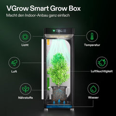 VGrow Smart Grow Box All-in-One, sistema professionale con lampada di coltivazione Samsung LM301H EVO, sistema avanzato di circolazione e ventilazione, irrigazione, fornitura di nutrienti per coltura idroponica indoor