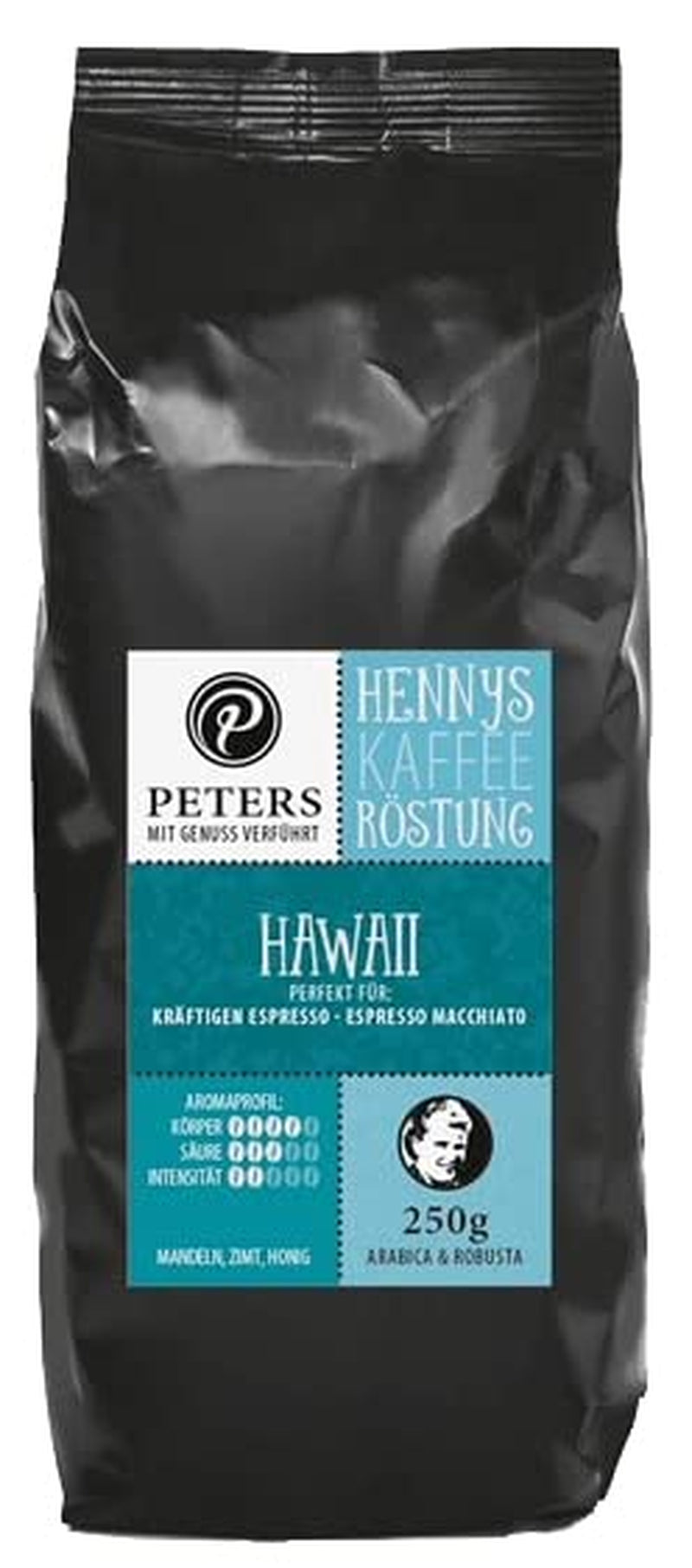 Peters, Boabe de cafea Arabica, Ideal pentru mașini complet automate Cafea Naty Shop 250 grame Hawaii