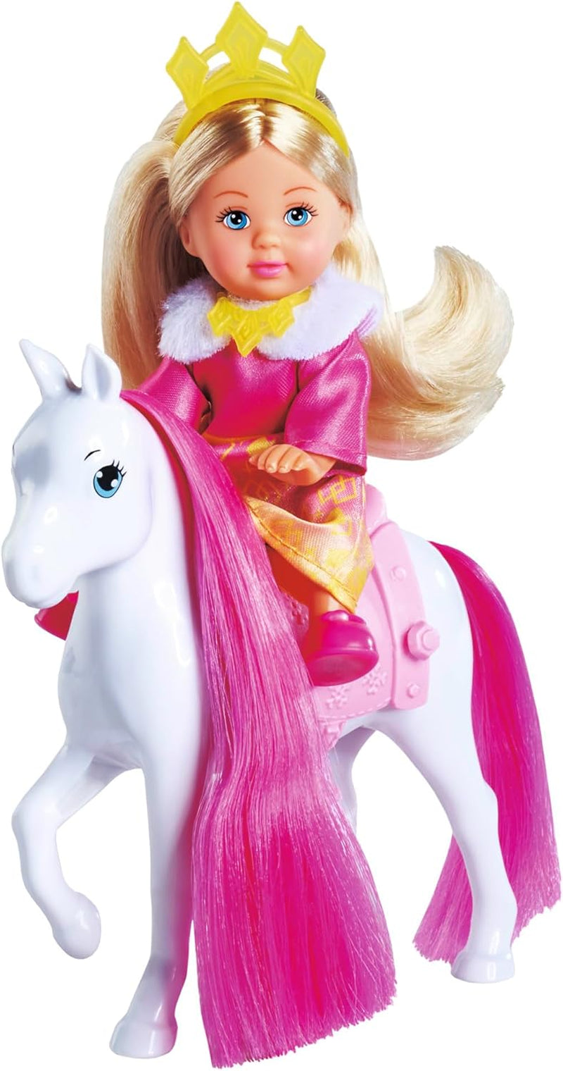 Simba Evi Love Princess Ride, Păpușă Prințesă cu Sanie și Cal de Iarnă, Accesorii Prințesă, 12 cm, Vârste 3+
