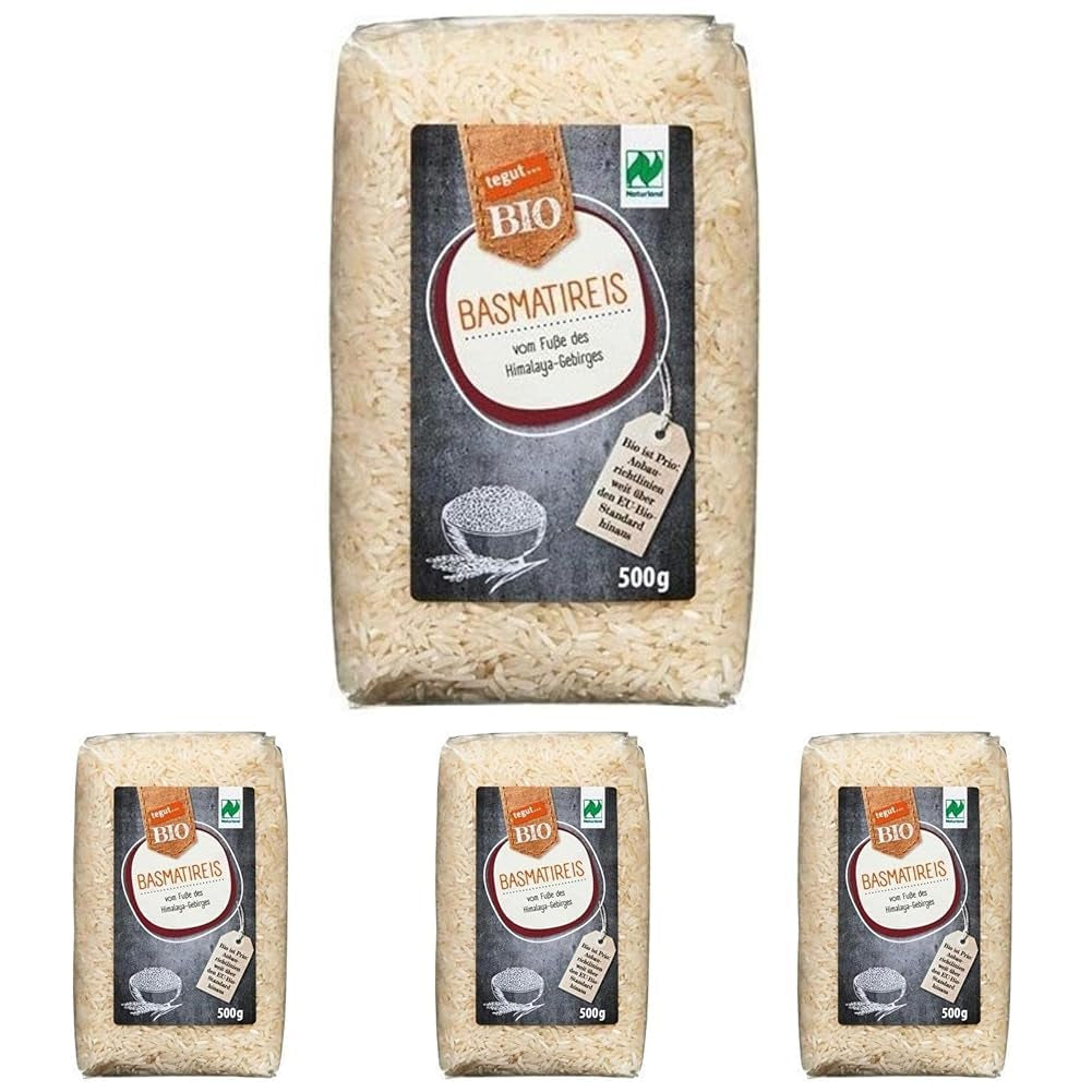 tegut... Riso Basmati Biologico, 500g (Confezione da 4)