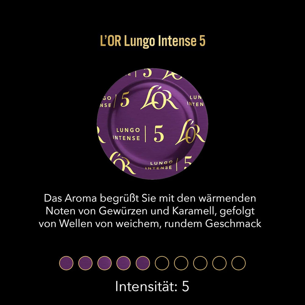 L'OR Suprême Lungo Intense 5, mild, Intensität 5/10, Nespresso* Pro kompatible Kaffeekapseln, 50 Kapseln