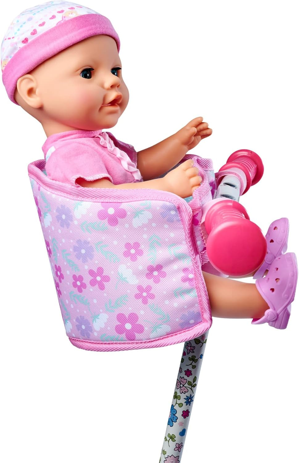 Simba 105560018 - Scaun de bicicletă pentru nou-născuți cu centură, accesoriu pentru păpușă, scaun din material textil, centură de siguranță, ghidon cu velcro, pentru păpuși de 30-43 cm, vârste 3+