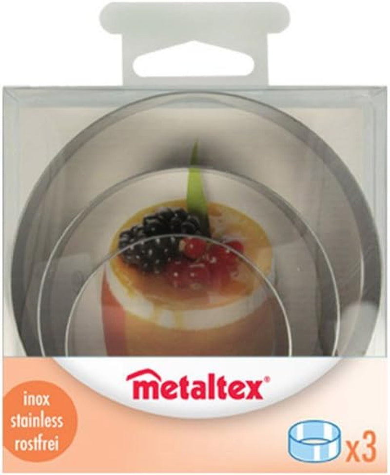 Metaltex 204536010 Inele de gătit din oțel inoxidabil, 3 bucăți de diferite dimensiuni