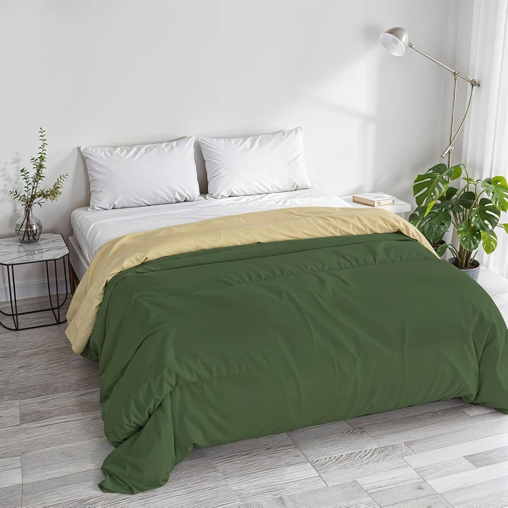 Coperta invernale basic, tinta unita e foderata, verde scuro/crema, 200X245Cm Trapunte e trapunte Naty Shop Verde scuro/crema 250X245Cm