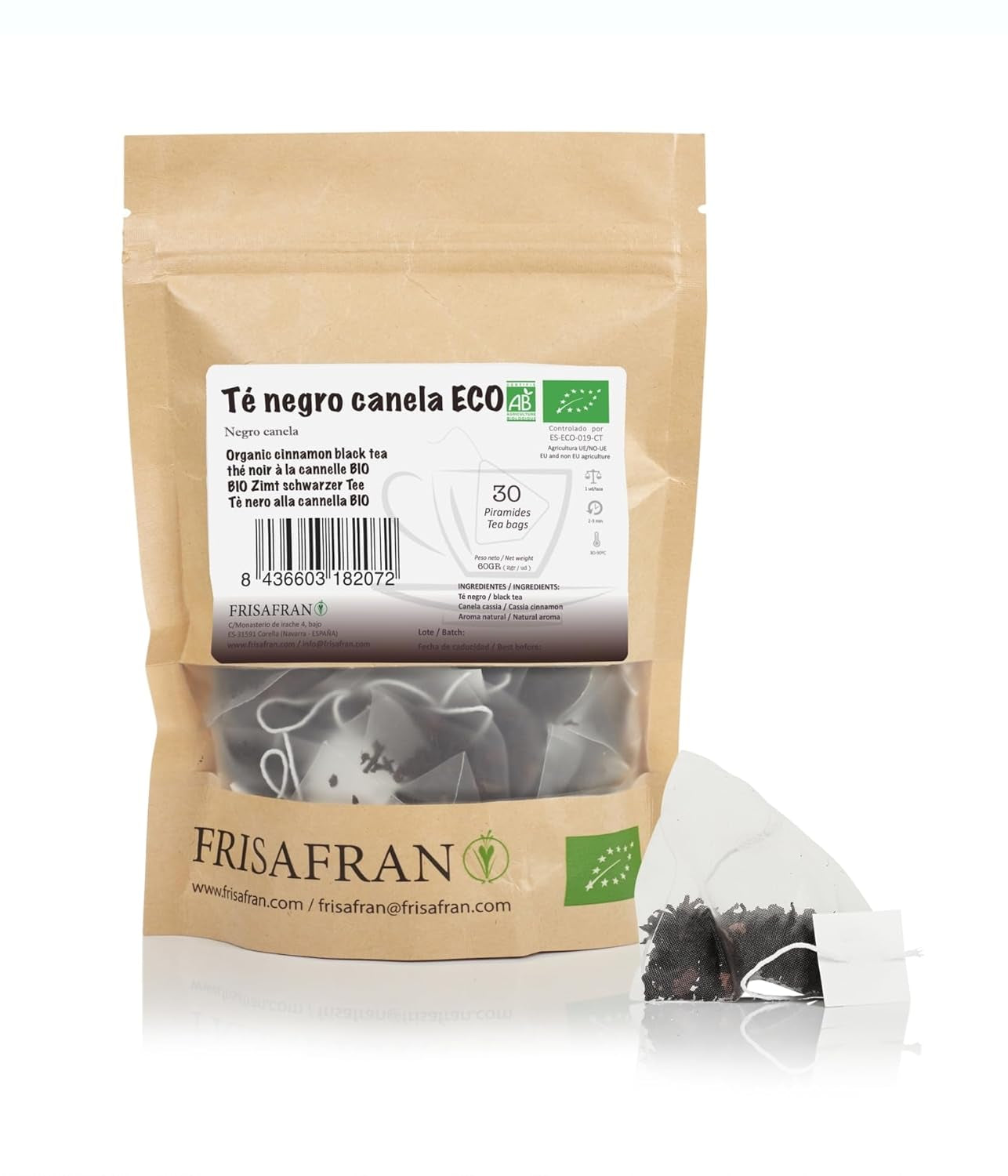 FRISAFRAN | Ceai verde organic Mint Gunpowder în piramide 30 unități | 60G | Antioxidant | Ceai verde japonez | Digestiv | Băutură răcoritoare | Infuzie de mentă | Ceai pur | Frunze de mentă | Cald-rece