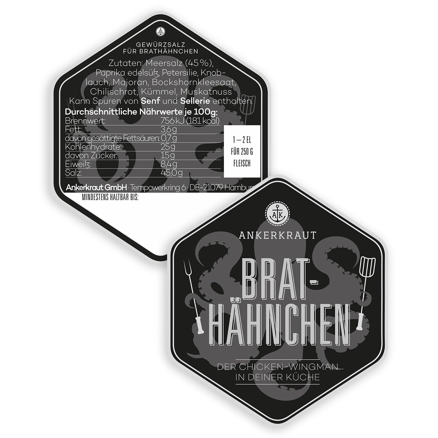 Ankerkraut Brathähnchen, Marinata per knuspriges Hähnchen, Chicken Gewürzsalz für Grill, Backofen und Pfanne, Chicken-Wings selber würzen, BBQ-Rub, 200g im Streuer