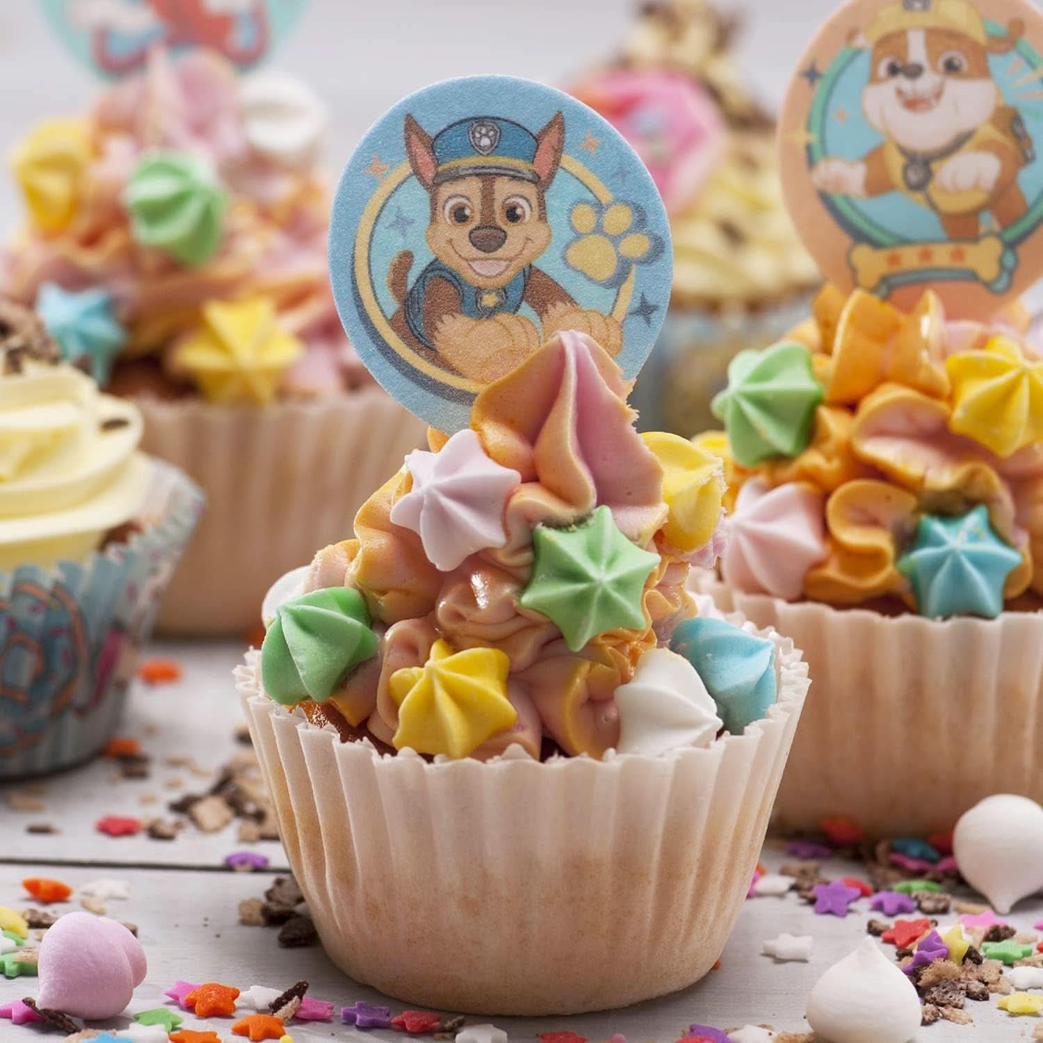 Dekora, Decorazioni Commestibili Per Torte Dekorapin Paw Patrol, 20 Wafer Di Carta Commestibili - 6,5 X 4 Cm Naty Shop