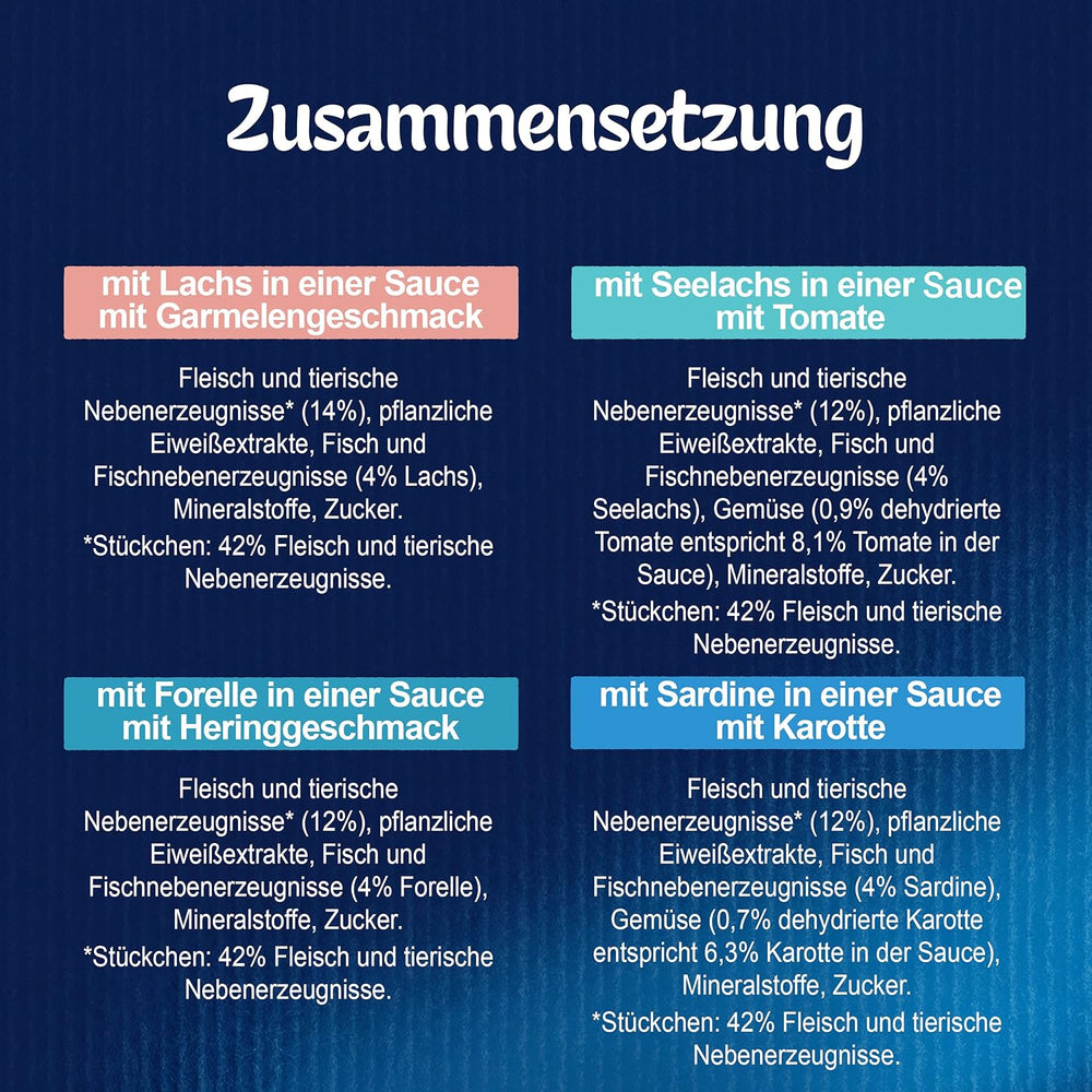 Felix Sensations Sauces Hrană umedă pentru pisici, mix variat de pește, pachet de 6 (6 x 12 pliculețe a câte 85 g fiecare)