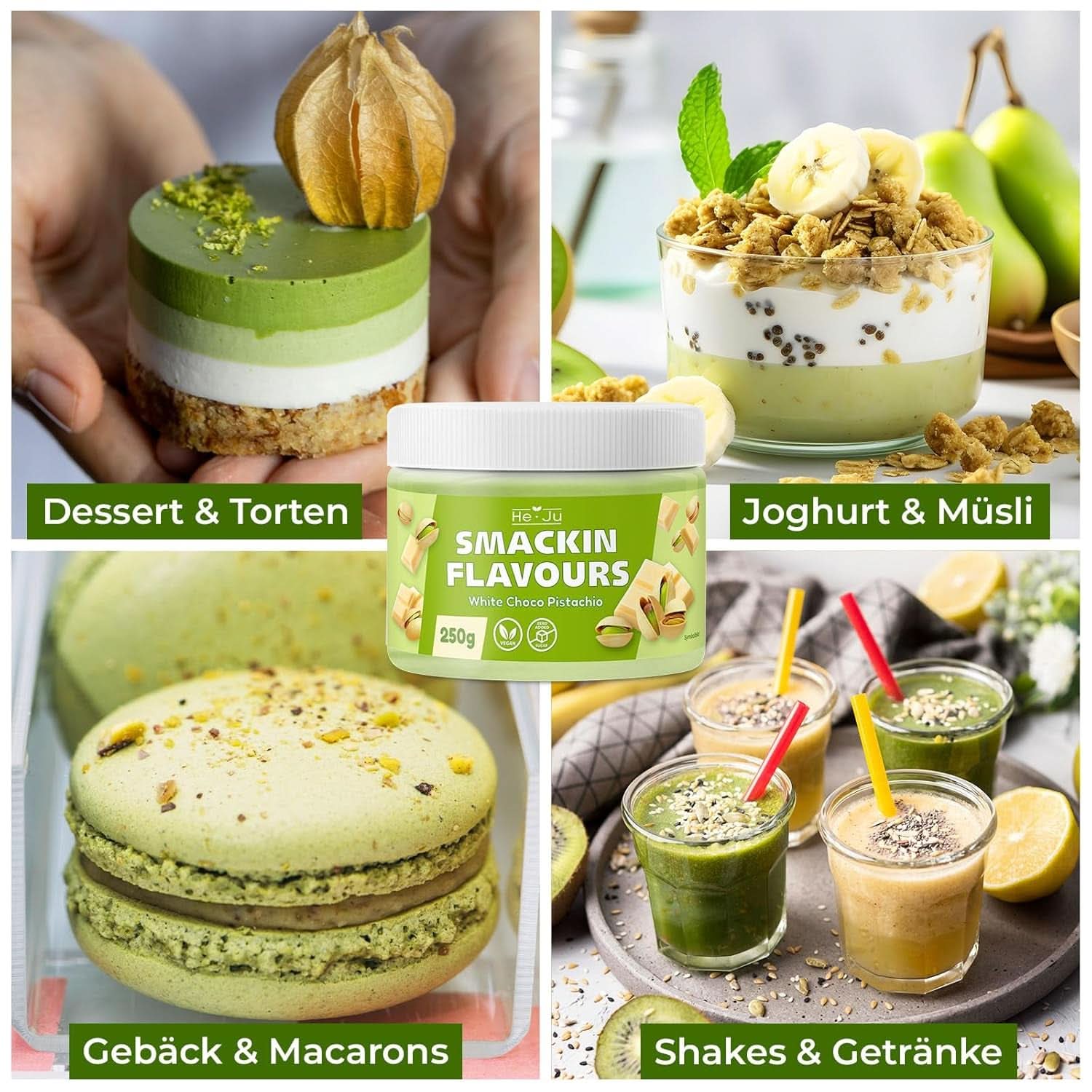 He-Ju, Polvere al gusto di cioccolato bianco e pistacchio, 250 grammi Naty Shop Flavours