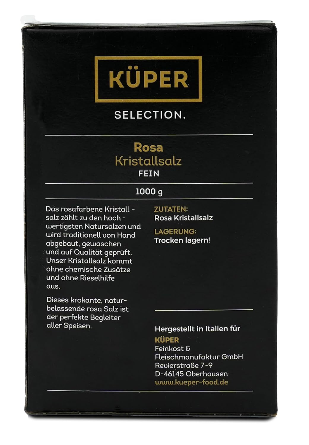 Küper Selection 1000g Kristallsalz rosa fein - rosa Speisesalz zum Würzen und Verfeinern - 100% sale naturale