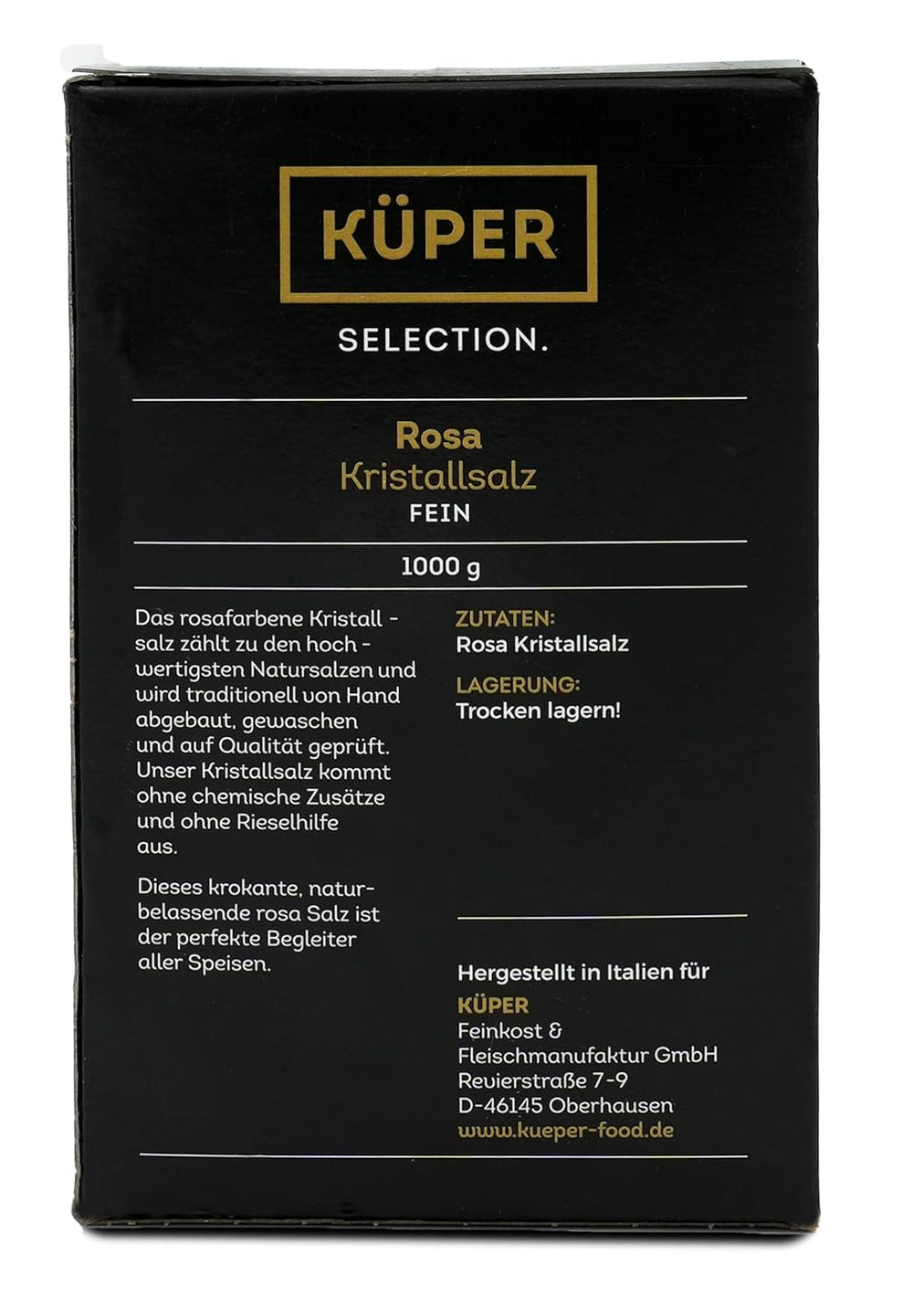 Küper Selection 1000g Kristallsalz rosa fein - rosa Speisesalz zum Würzen und Verfeinern - 100% sale naturale