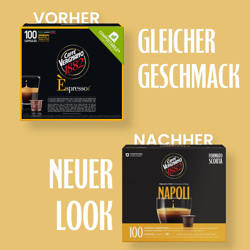Caffè Vergnano 1882 - Èspressokompostierbare Kaffeekapseln, Kompatible Mit Nespresso, Napoli - Packung Enthält 100 Kapseln