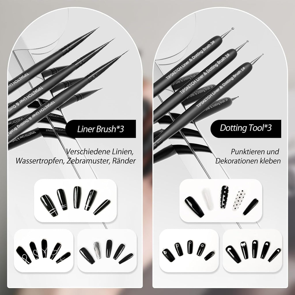 Nagel Pinsel 8 Stück Pinsel Für Gelnägel,Nageldesign Gel Pinsel Dotting Painting Line Pen Für Nagellack Gel Acryl Nagel Pinsel Nailart Kit Acryl Pinsel Fineliner Nägel Selber Machen