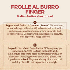 Frolle Al Burro Fingers. Biscotti Preparat Tradițional Come Una Volta. Ideali Come Fine Pasto Goloso, Ma Anche Da Abbinare Al the O Al Caffè. Confezione Da 150 G