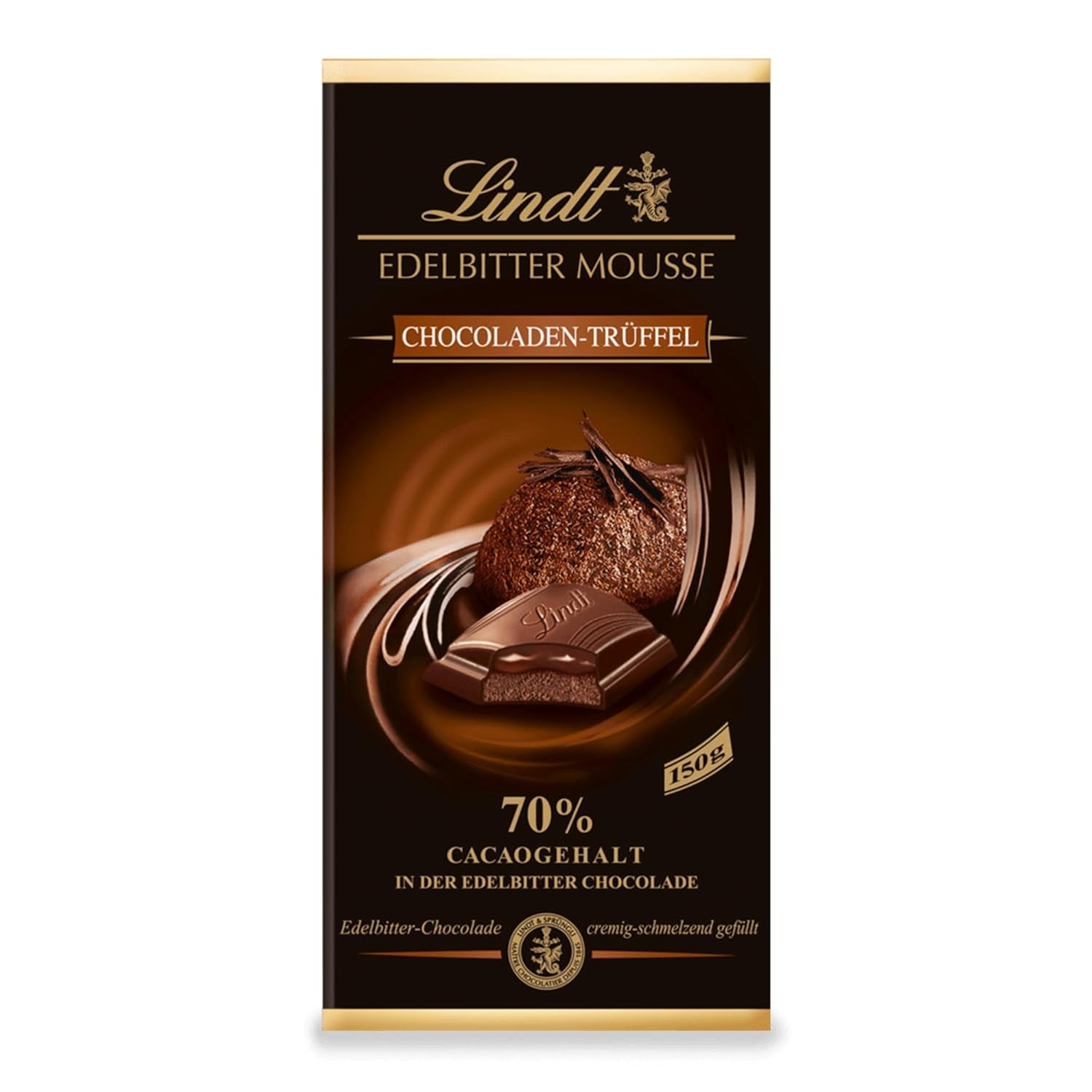 Mousse al cioccolato fondente Lindt con peperoncino e ciliegie | Barretta 150g | Con il 70% di cacao e ripieno di mousse al cioccolato fondente e ciliegia e peperoncino | Tavoletta di cioccolato | Cioccolato fondente