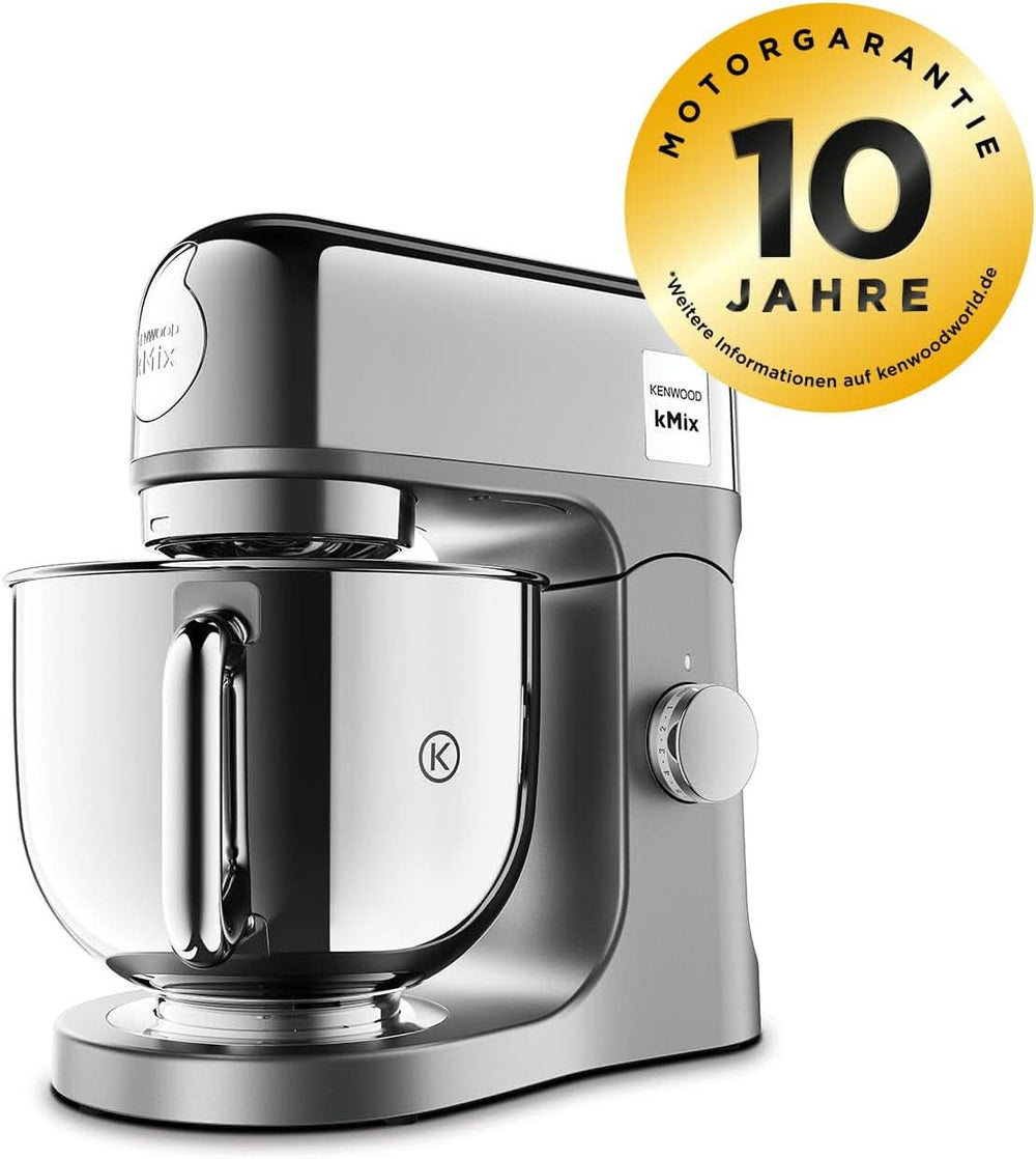 Kenwood Kmix Editions KMX760CH Küchenmaschine, 5 L Edelstahl Schüssel, Safe-Use-Sicherheitssystem, Metallgehäuse, 1000 Watt, Inkl. Set pasticceria 3-Teiligem und Spritzschutz, Chrom Mother and Child Naty Shop