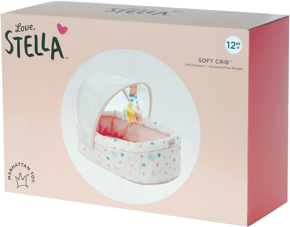 Stella Collection Weiches Babypuppenbett mit abnehmbarem Baldachin und Handy für 30.48 cm bis 38.1 cm Babypuppen, Klein