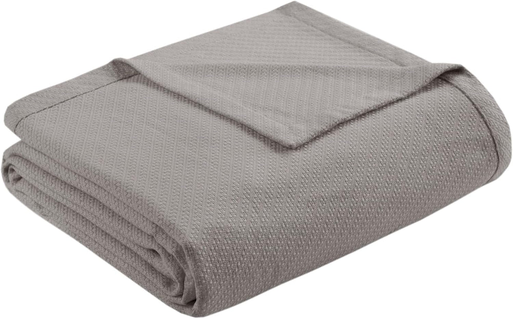 Madison Park Luxury Liquid Cotton Coperta morbida e confortevole di alta qualità in 100% cotone filato ad anelli per divano letto o divano Blush Full/Queen Naty Shop Trapunte e piumini King Grey