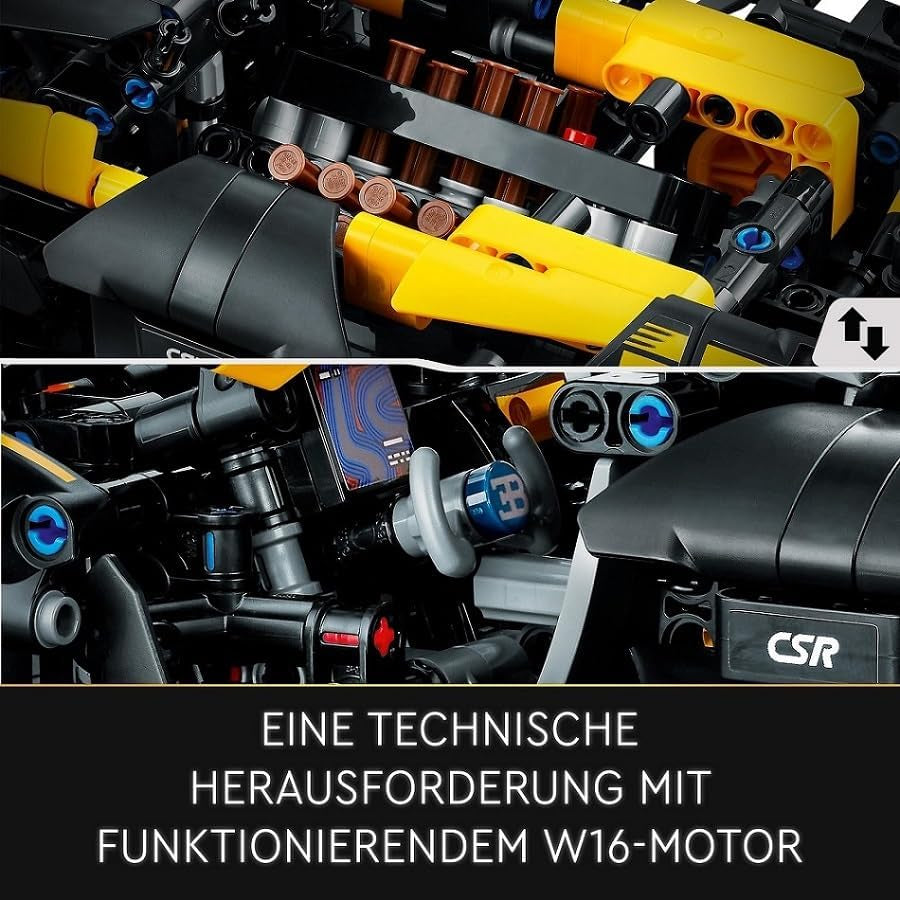 LEGO Technic Auto da corsa Bugatti, Kit modello di auto, Giocattolo per auto sportiva, Set di auto da collezione iconico, Giocattolo da costruzione da 9 anni 42151 Set di costruzione Besuche den LEGO-Store