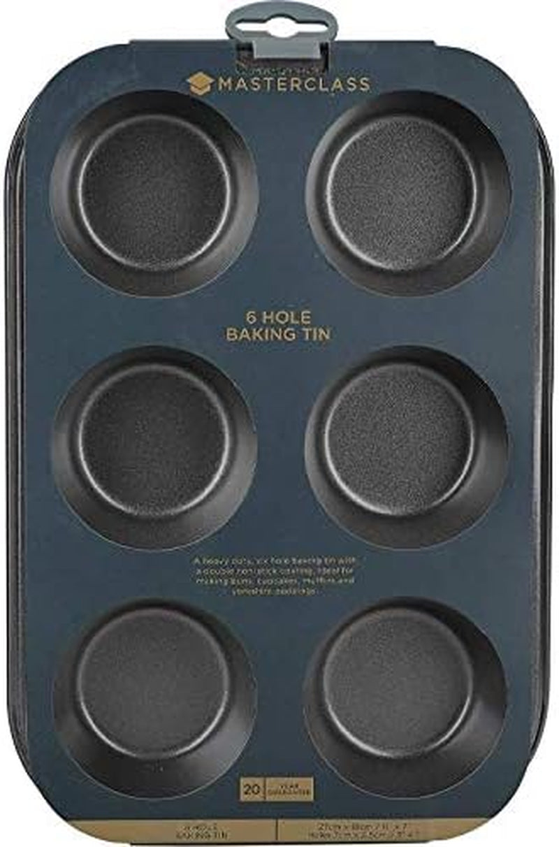 Masterclass 6-Loch-Muffinblech Mit PTFE-, PFOA- Und Bpa-Freiem Antihaftbeschichtung, Robustes 1Mm Dickes Karbonstahlblech, 27 X 18Cm Cupcake-Form Matrite si tavi pentru copt Naty Shop