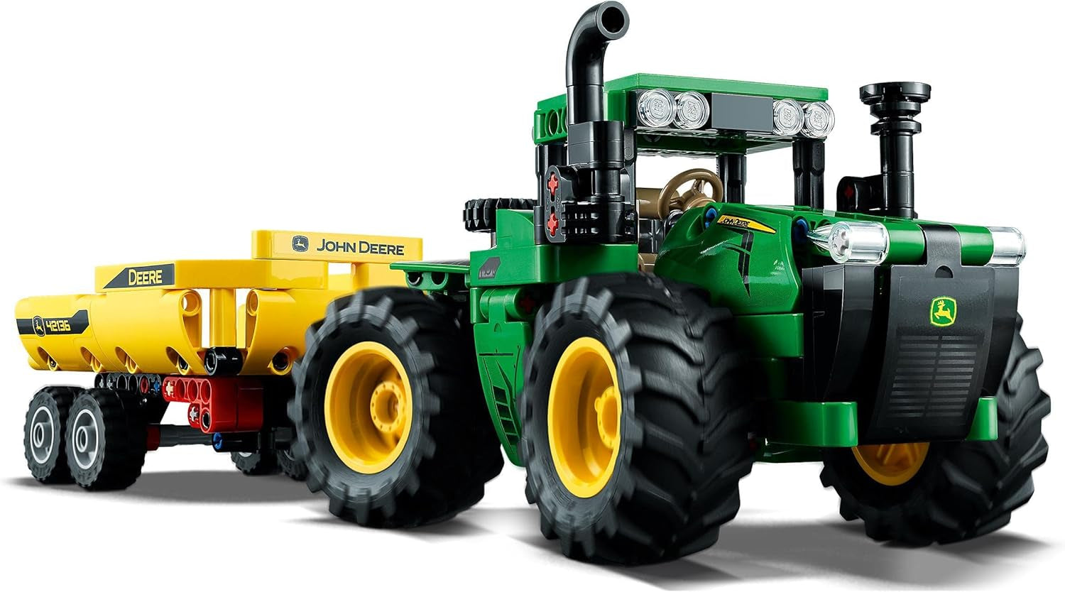 LEGO Technic John Deere 9620R Trattore 4WD con rimorchio ribaltabile Classico giocattolo agricolo per bambini Ragazzi e ragazze Kit modello da collezione di 8 anni 42136 Set di costruzione Acquista il negozio LEGO