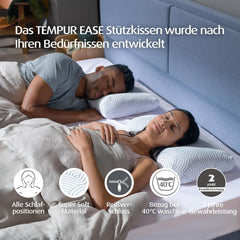 Pernă de dormit din spumă cu memorie TEMPUR EASE, pernă ergonomică de susținere a gâtului pentru orice poziție de dormit, suport ferm, 50 X 31 X 10/5 cm, alb Perne standard Naty Shop