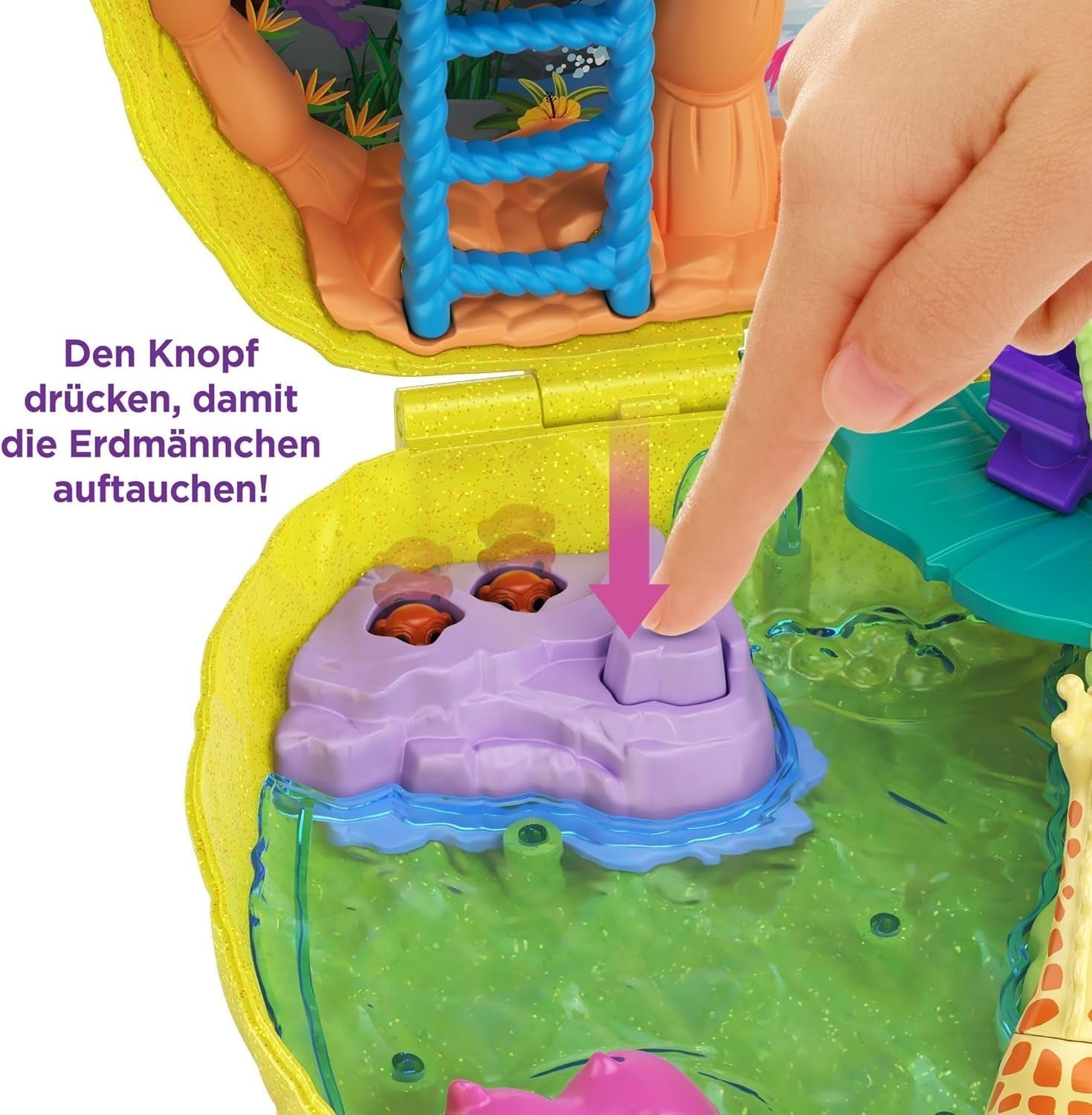 Polly Pocket GKJ64 - Scatola tascabile portatile ad ananas con 8 funzioni divertenti, bambole Polly e Purple, 2 accessori e foglio di adesivi; giocattolo per bambini dai 4 anni in su Papusi Naty Shop