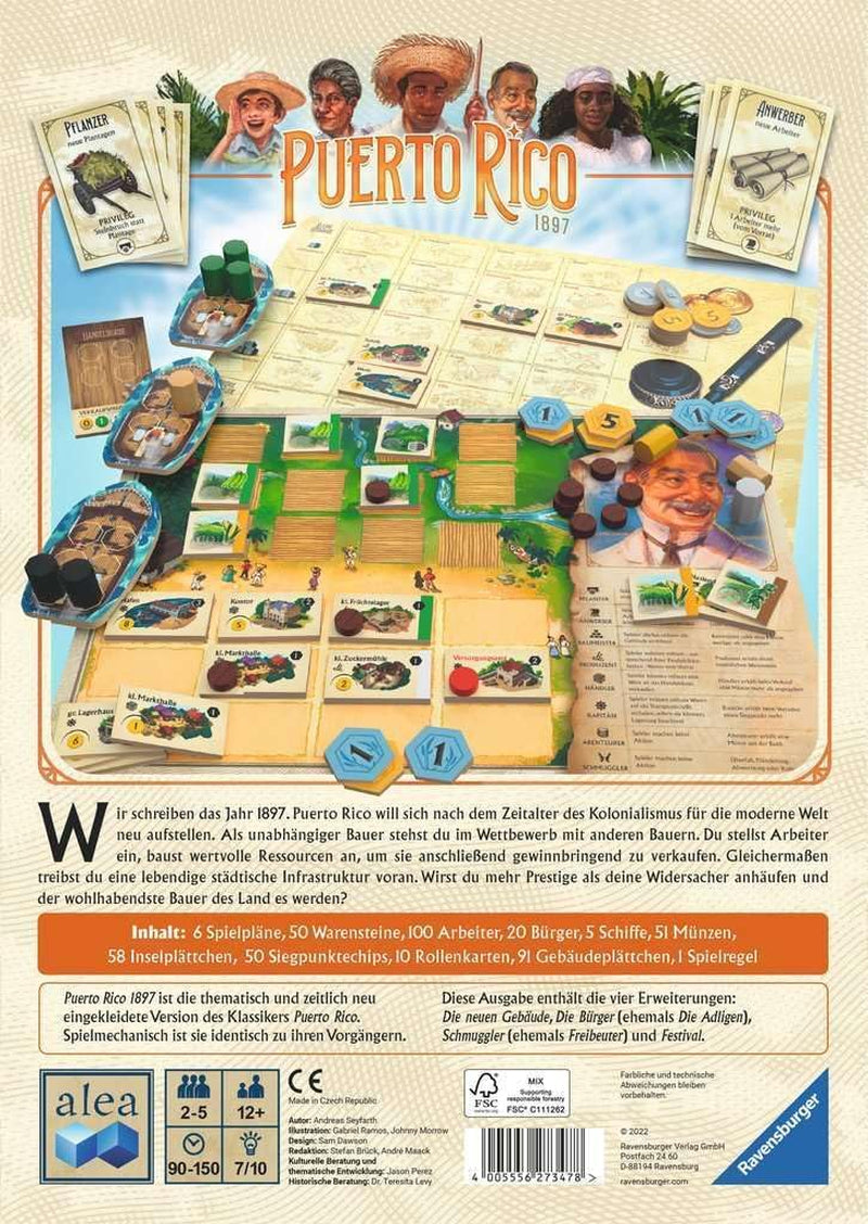 Ravensburger 27347 - Puerto Rico 1897, Classico, Gioco di strategia per 2-5 giocatori dai 12 anni in su, Alea Games