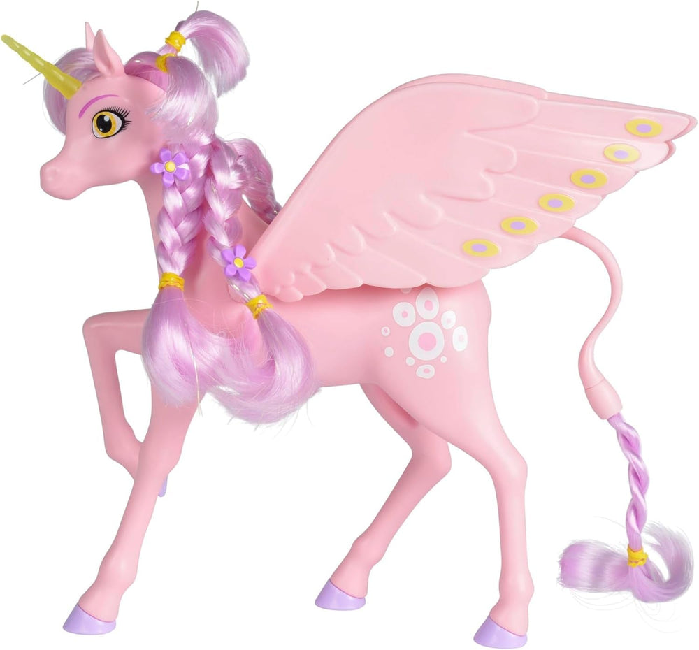 Simba 109480092 - Mia and Me Unicorn Kyara, con ali mobili, fermagli per capelli e spazzola per acconciare, 20 cm, da 3 anni, rosa Naty Shop Dolls