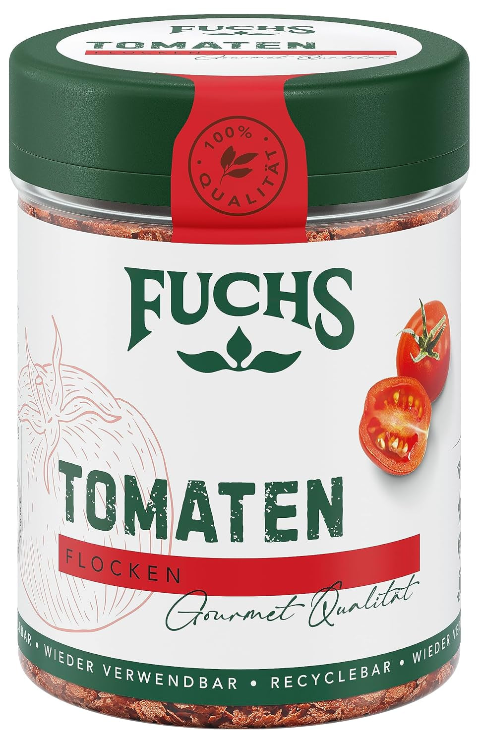 Fuchs Gewürze - Tomaten Flocken - Gewürz für Ofenfeta oder tomatigen Geschmack in Saucen - natural Ingredients - 40 g in wiederverwendbarer, recyclebarer Dose