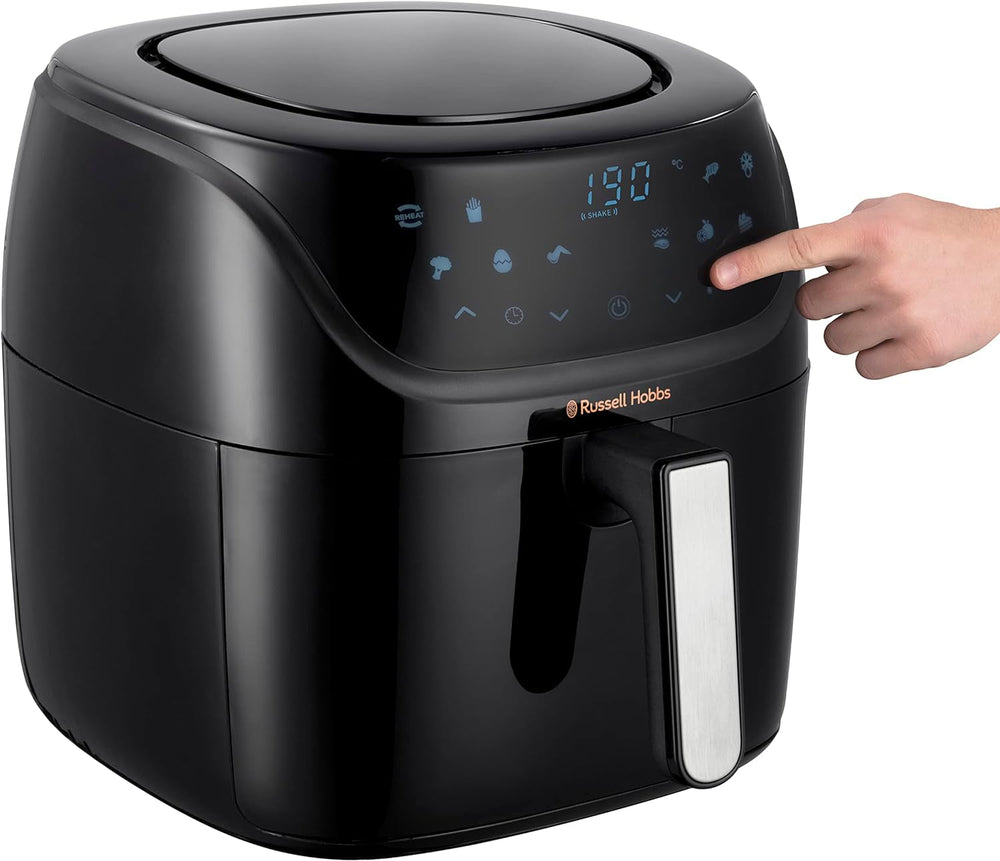 Russell Hobbs Heißluftfritteuse XXL 8L Rapid Airfryer [Kompaktes Gehäuse,7 Kochfunktionen,10 Programme] Satisfry (Spülmaschinenfest, Max 220°C, Fritteuse Ohne Oel, Grillen, Backen, Braten) 27170-56 Naty Shop