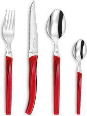 RISING SUN Set Posate 24 Pezzi per 6 Acciaio Inossidabile 18/0 con Micro Dentellature Naty Shop