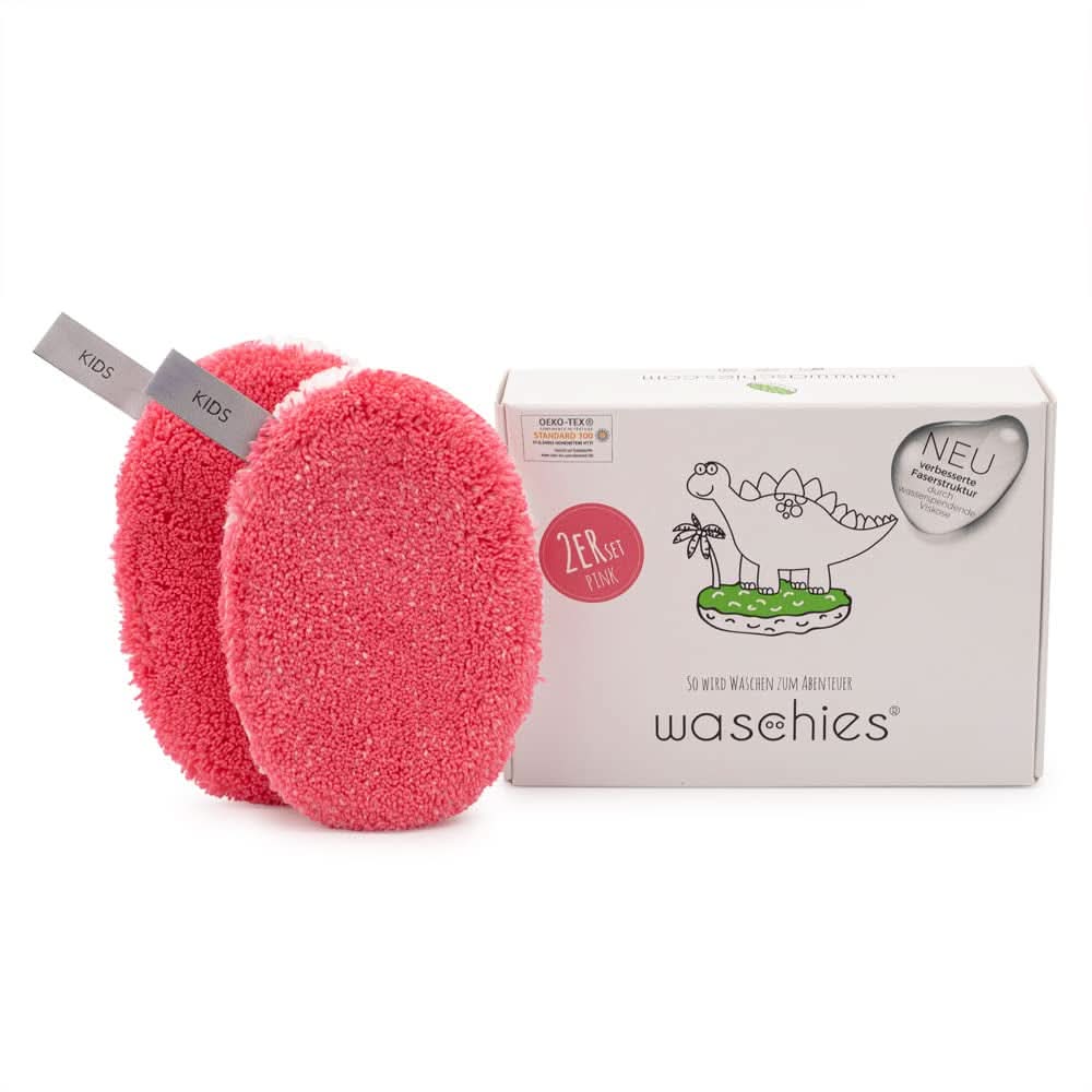 Waschies KIDS assorbenti per neonati e bambini, per la pulizia solo con acqua, riutilizzabili per mamma e bambino Naty Shop Rosa 2 pezzi